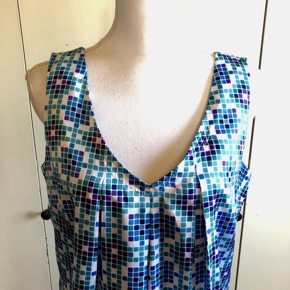 Nicole by Nicole Miller Blouse Womens L Used Sleeveless Blue Purple Cream - Picture 4 of 12